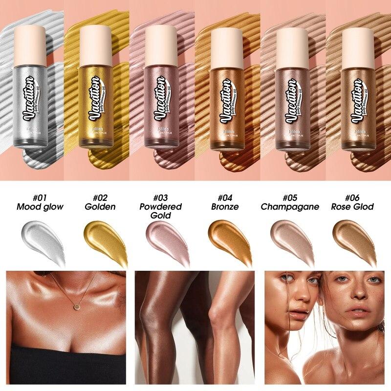 40Ml 6 Colors Liquid Highlighter Glow Shimmer Copper Color Makeup Bronzers Face Body Brighten Shine