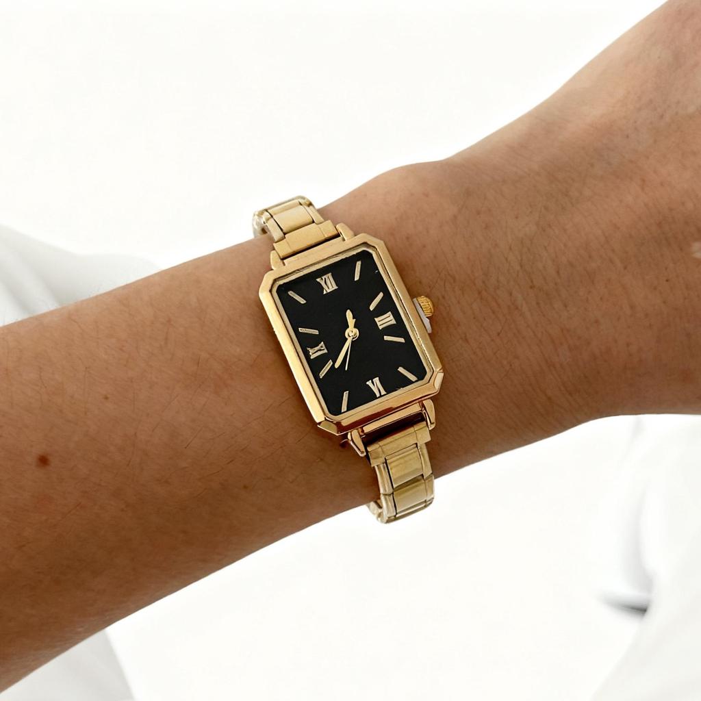 Ins Minimalist Ladies Quartz Watch Slim Stainless Steel Link Band Vintage Roman Numeral Dial Pastel Wristwatch Office Daily Gift