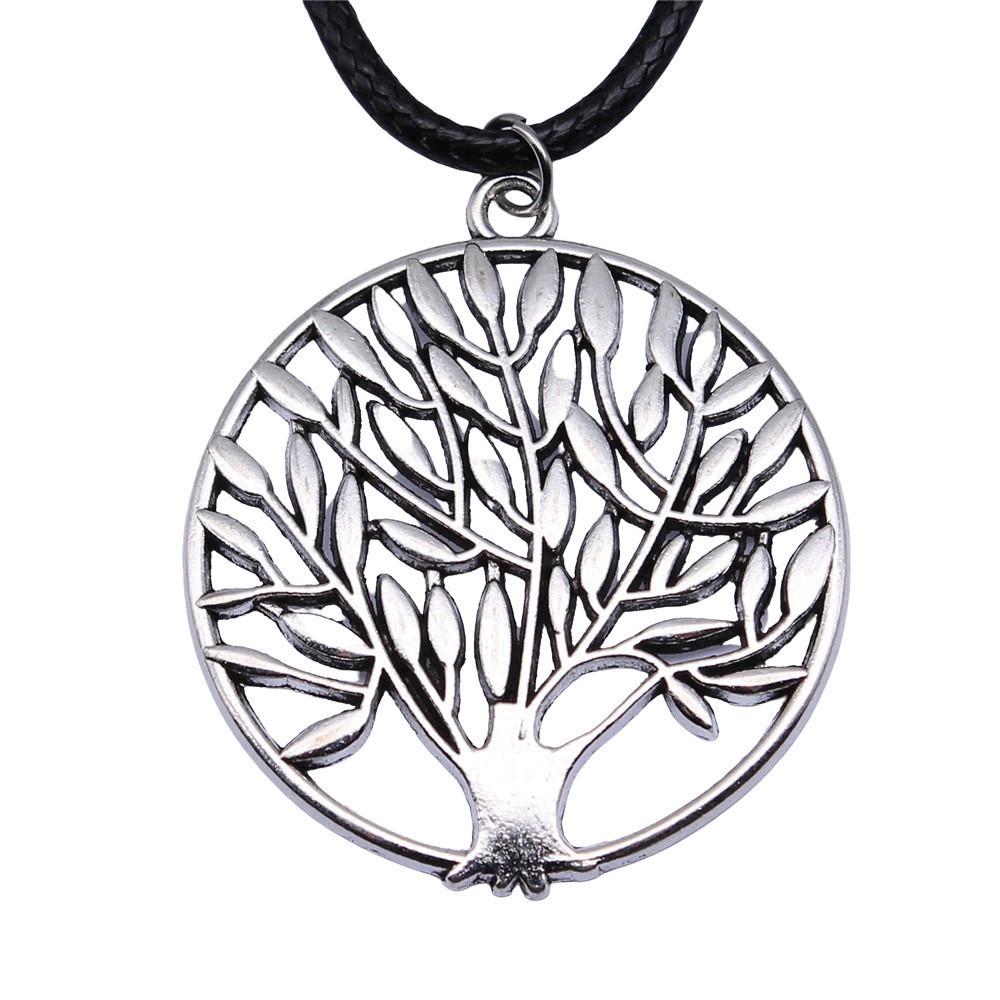 Антикварный кулон-ожерелье "Древо Жизни" Nature Boho Statement Jewelry 45см Кожаная цепочка