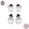 Серьги-пусеты «Снеговик» с бисером Everlove: Серебро 925 пробы, Родиевое покрытие Рождественские украшения для женщин