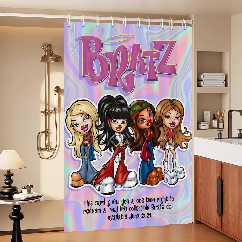 Кукла Братц Классическая Занавеска для Душа, Декоративная Занавеска для Душа для Ванной Комнаты, Водонепроницаемая Занавеска для Душа с Крючками
