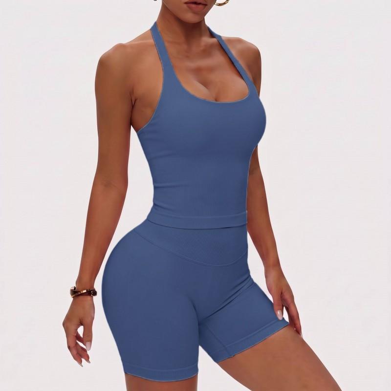 Womens Seamless Yoga Set With Built-in Bra Support High Elasticity Crop Top Leggings Fitness Activewear