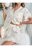 Floral Print Ruffled Pajama Set - Cute and Comfortable Sleepwear for Women