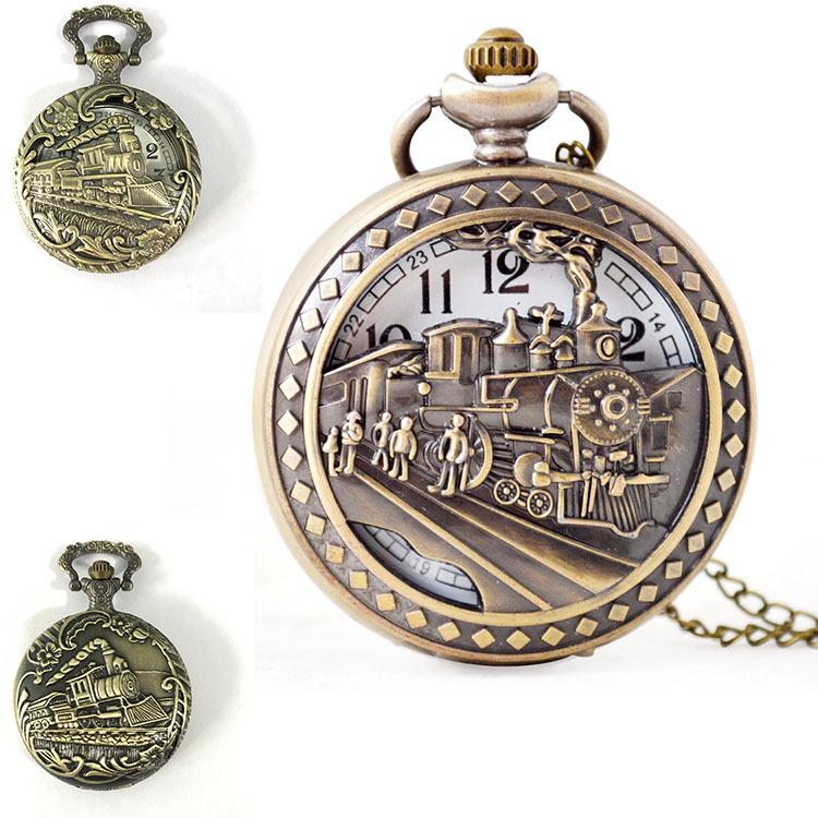 Unisex Hollow Locomotive Quartz Pocket Watch - Casual Style