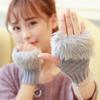 Варежки Без пальцев Мягкие Эластичные Перчатки Перчатки из искусственного кроличьего меха Женские Девочки Зимние Теплые Перчатки Теплые Вязаные Перчатки без пальцев