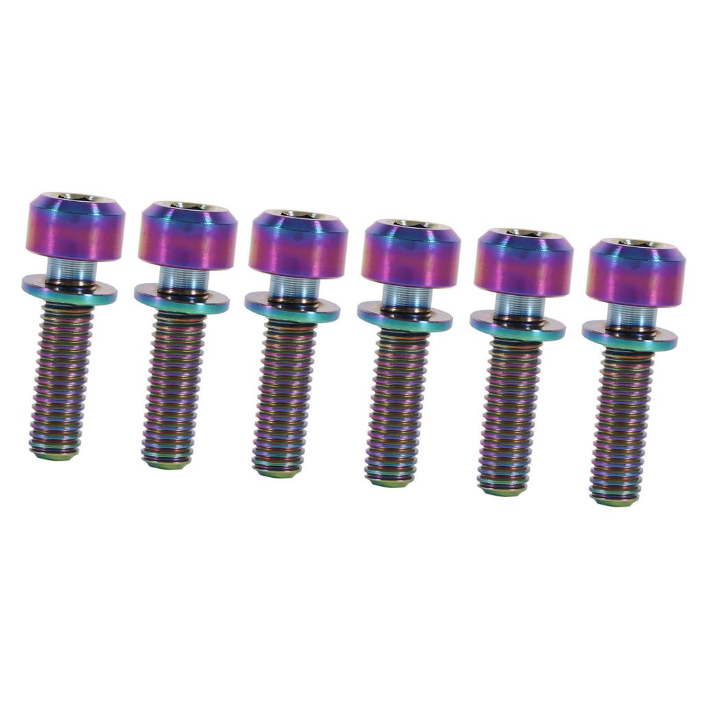 M5 X 18mm Titanium Bicycle Stem Screws Bolts With Spacer Cycling Pack Of 6(rainbow)