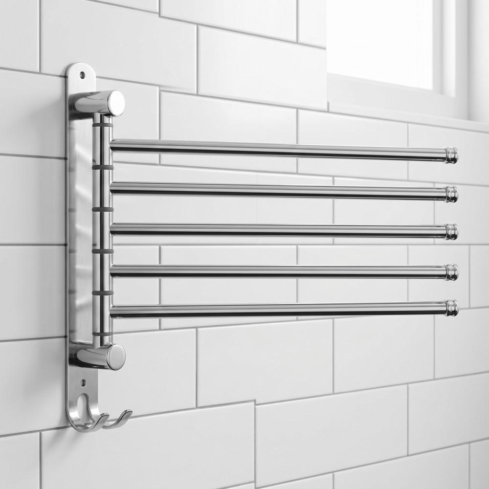 Wall Mounted Rotary Towel Rack Stainless Steel Swivel Towel Bar Towel Rack Bathroom Holder