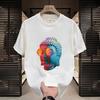 Dumaloq bo'yinli qisqa yengli erkaklar uchun trendy brend yozgi futbolka koreyscha versiya slim fit trendy ko'p qirrali futbolka top