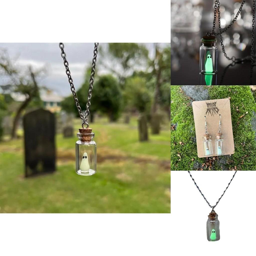 Adorable Cartoon Ghost Jewelry Set Featuring Enchanting Glow In The Dark Effects