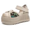 GKTINOO Ретро Сандалии с круглым носком и толстой подошвой 2025 Лето Новые Натуральная кожа Повседневные Женские Туфли на плоской платформе
