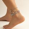 Accessories, Sweet and Cool Cross Stacked Feet, Personalized Full Diamond Cuban Buckle Multi-layer Chain Anklet Women
