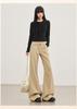 Gedijie Khaki High-Waisted Non-Stick Leg Flared Jeans