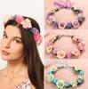 Розовый Цветочный Венок Фестивальный Головной Убор Женские Аксессуары для Волос Головной Убор Девочка Детский Венок Цветочная Гирлянда Свадебный Цветочный Головной Убор