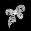 High -End Exquisite Ladies Bow Rhinestone Corsage White Pearl Brooch Clothing Bag Accessories