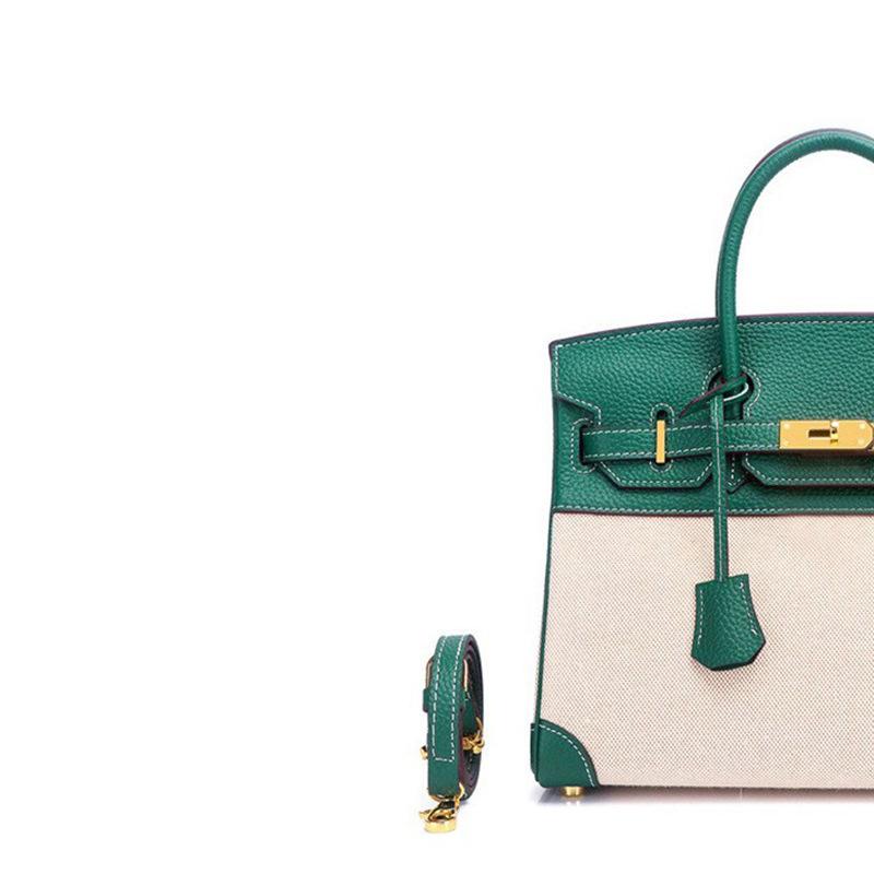 European and American new leather women's bags, first layer cowhide with canvas fashion platinum bags, women's handbags, shoulder bags