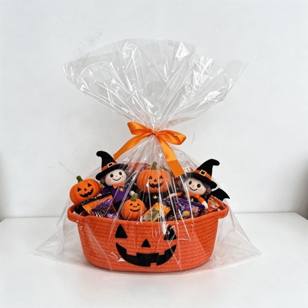Large Capacity Halloween Crochet Storage Basket Foldable Tabletop Decorative Container Makeup
