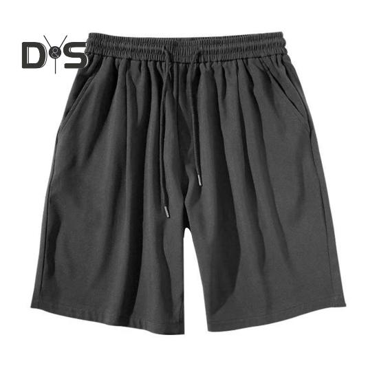 Men Shorts Elastic Waistband Adjustable Drawstring Casual Shorts with Pockets Solid Color Quick Drying Sport Shorts