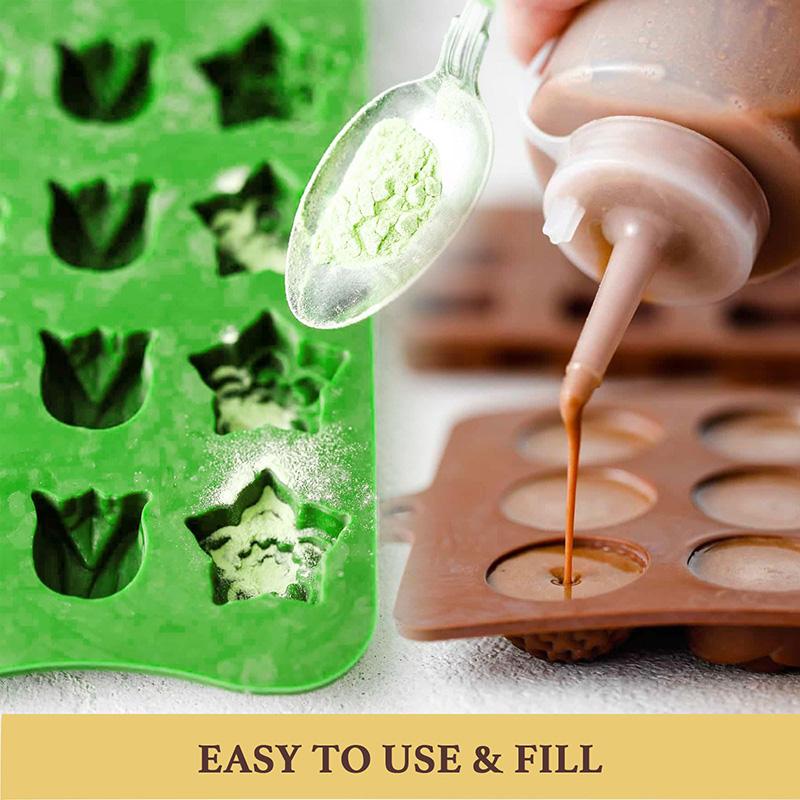 4 упаковки силиконовых форм для шоколада, пищевого антипригарного, выпечки, десертов, помадки, желе, печенья, декора, кондитерских изделий, мыла ручной работы