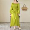 Women Loose Elegant Long Dress Plus Size Vintage Casual Maxi Long Sleeve Dresses Spring Summer