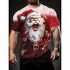 Santa Claus Pattern 3D Digital Print Men's Casual and Fashionable Round Neck Short Sleeved T-shirt