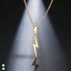 1PC Durable Women Jewelry Stainless Steel Long Chain Necklace Choker Lightning Pendant
