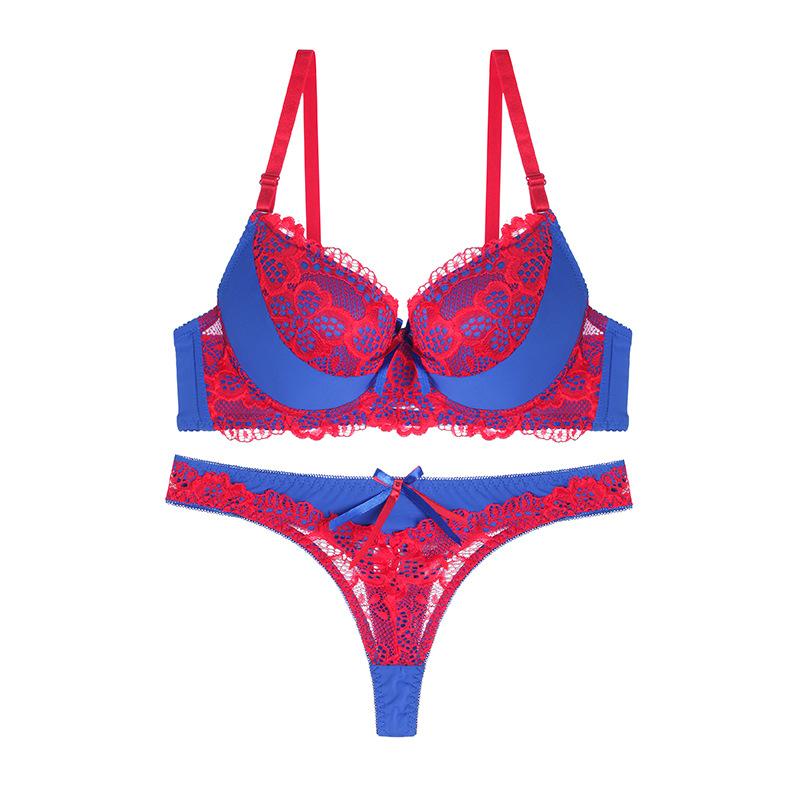 European and American Style Women's Sexy Lace Underwear Set Push Up Bra and Panty Set Fashionable Shaping Lingerie Set