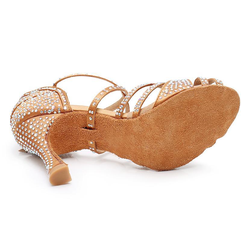 Атласные женские туфли для латинских танцев на высоком каблуке Обувь для взрослых для бальных танцев Обувь для социальных танцев Мягкая подошва