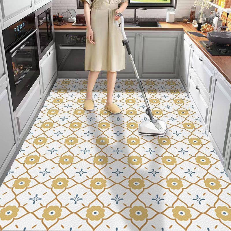 Kitchen Carpet PVC Leather Waterproof Floor Mat Non-slip Oil Proof Foot Mats Long Rug Spring Green Flower Home Decoration Rugs