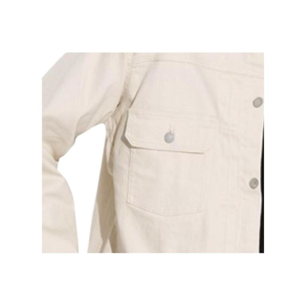 Uniqlo Однотонная свободная однобортная куртка Унисекс куртки Кремовый 464025-01