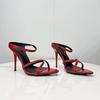 Fashion New Style Summer Pointed Toe Slippers Women Red Patent Leather Open Toe Stiletto High Heels Women Outside Wear Sexy Sandals