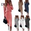 Blouse Skirt 1 Set Five-pointed Star Print High Waist Suit Autumn Winter Bodycon Pencil for Daily Wear