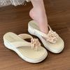 Fashion Flower Women Flip Flops Wedges Slippers Flat Sandals Casual Shoes Woman 2025 Trend Beach Clip Toe Summer Platform Comfort Slides