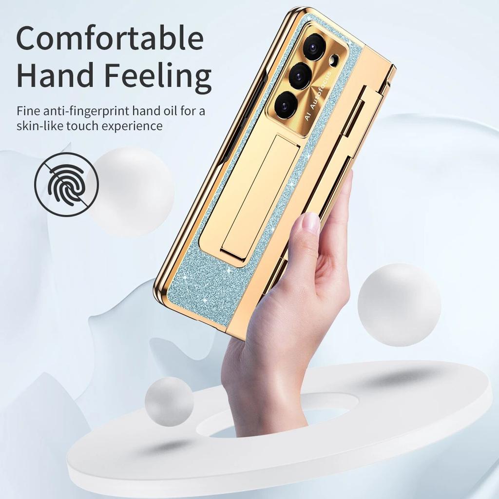 Роскошный кожаный защитный чехол с кронштейном для Samsung Galaxy Z Fold 5 4 3, чехол с защитной крышкой для экрана