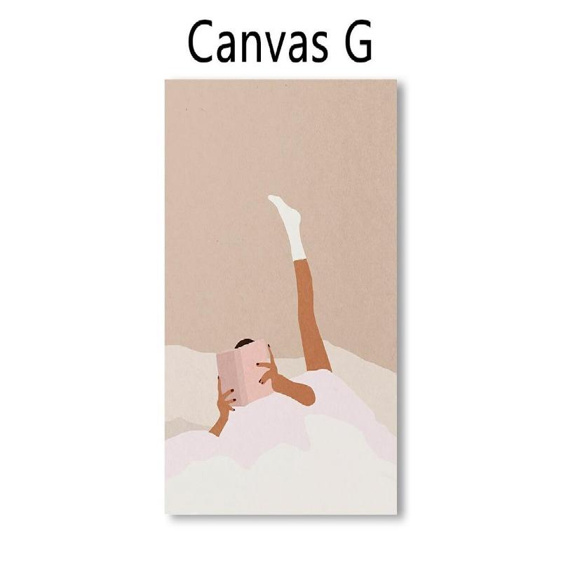 Leisure Life Bohemia Girl with Bed Champagne Sleep Tub Book Coffee Prints Wall Art Canvas Posters for Living Room Decor