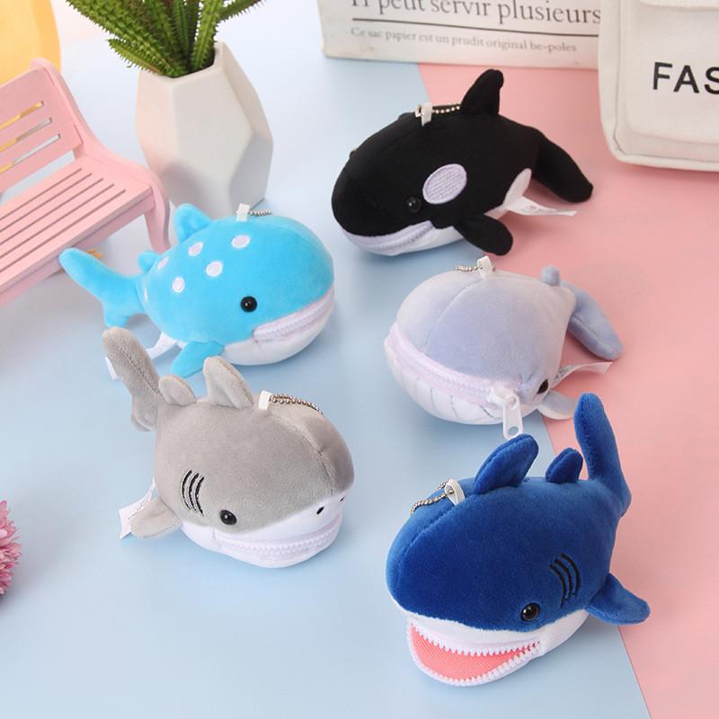 Cute Shark Blue Whale Orcinus Orca Plush Doll Pendant Wallet For Gift And Decor