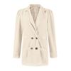 Women Short Texture Business Casual Button Lapel Work Jackets Open Front Long Sleeve Fall Outfit