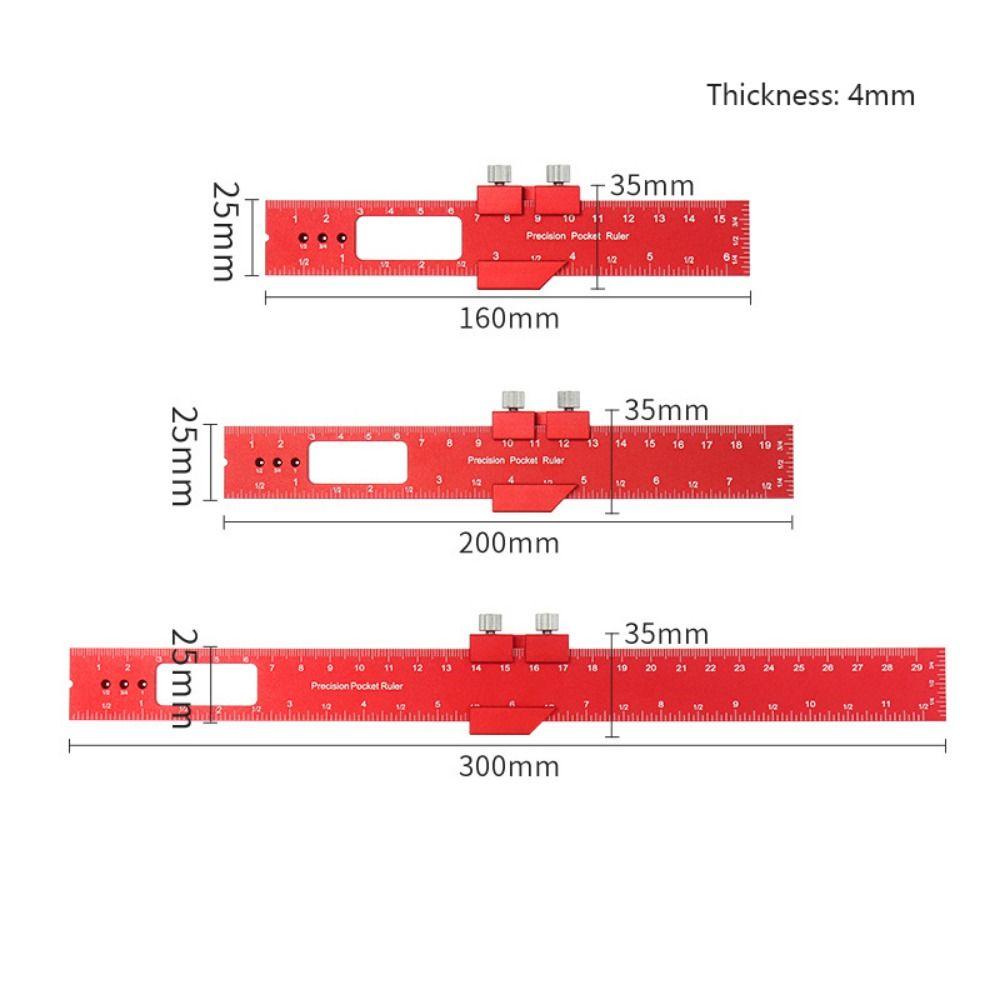 Aluminum Alloy Carpentry Marking Ruler High-Precision With Slide Stop Positioning Gauge Ruler Versatile Hole Punching Ruler