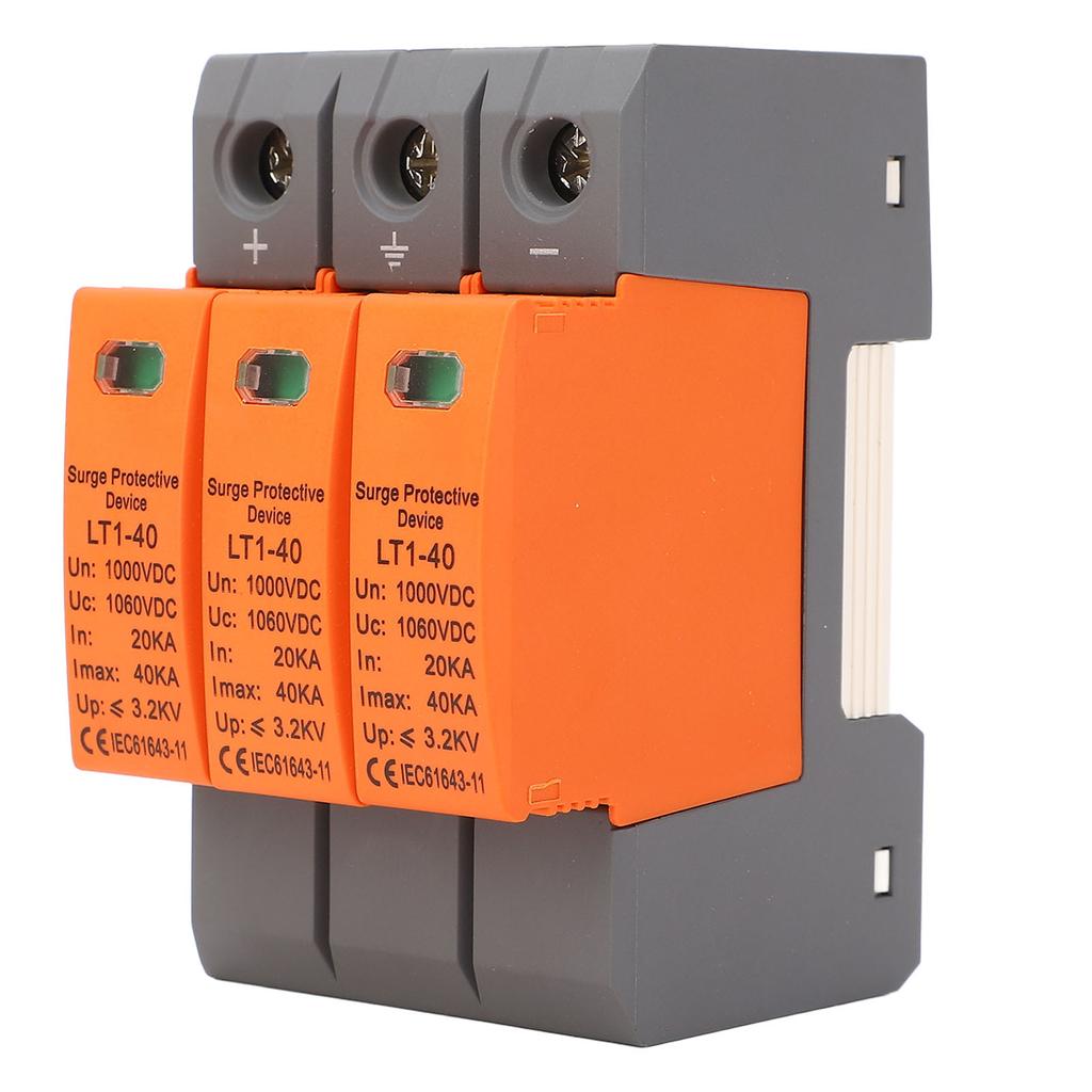 DC Power Surge Protector 3P 35mm Rail Mount Arrester Protective Device for Photovoltaic System