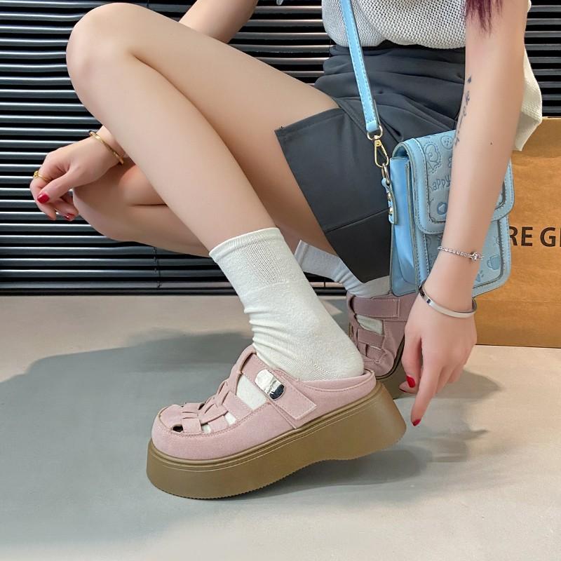 Fashion Roman Sandals 2025 Summer Retro Woman Shoes Clogs With Heel Muffins shoe Gladiator Original Girls New Thick Flat Elastic Band