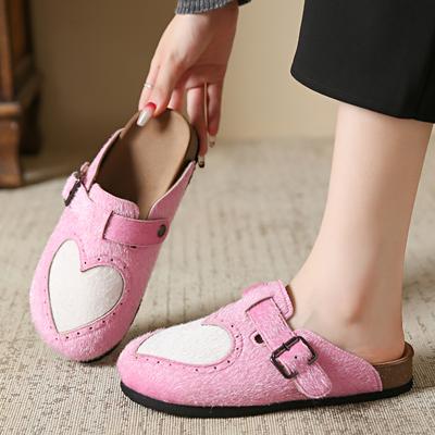 Мода Новая Мода Искусственная Замша Плоские Тапочки Женщины Осень Винтаж Закрытый Носок Мюли Обувь Женщина Мягкая Подошва Пробка Слайды Уличные Тапочки