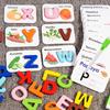 Wooden Alphabet Flash Cards Set Educational Cognitive Memory Game  Kids Preschool