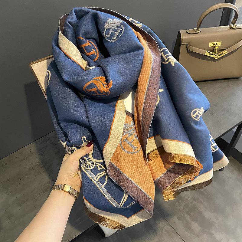 H Ma Autumn and Winter New Imitation Cashmere Scarf Women's Fashion Versatile Warm Shawl Scarf