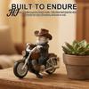 Western Cowboy Dwarf Decor Motorcycle Gnome Figurine with Leather Jacket & Sunglasses, Resin Style Statue for Garden Retro Figurines Decor, Cool Biker