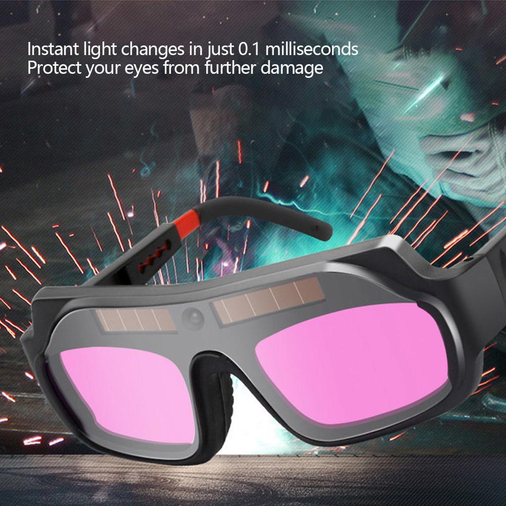 1Pair Protective Glasses Solar Automatic Dimming Welding Mask Auto Welding Goggles with View True Color for Wide