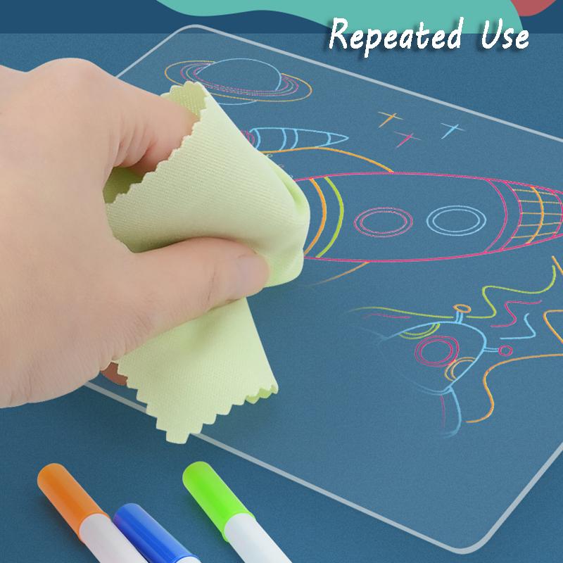 Kid LED Luminous Blackboard Dawing Toy 3D Colorful Light  Art Doodle Board Marker Pen Writing Pad Montessori Education Toy Gift