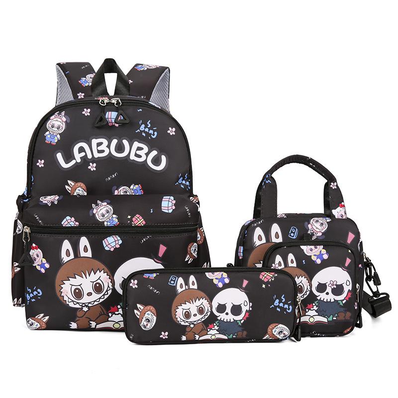 LABUBU Cartoon Cute Print 4-Piece Backpack Set for Girls - Elementary Schoolbag CLE