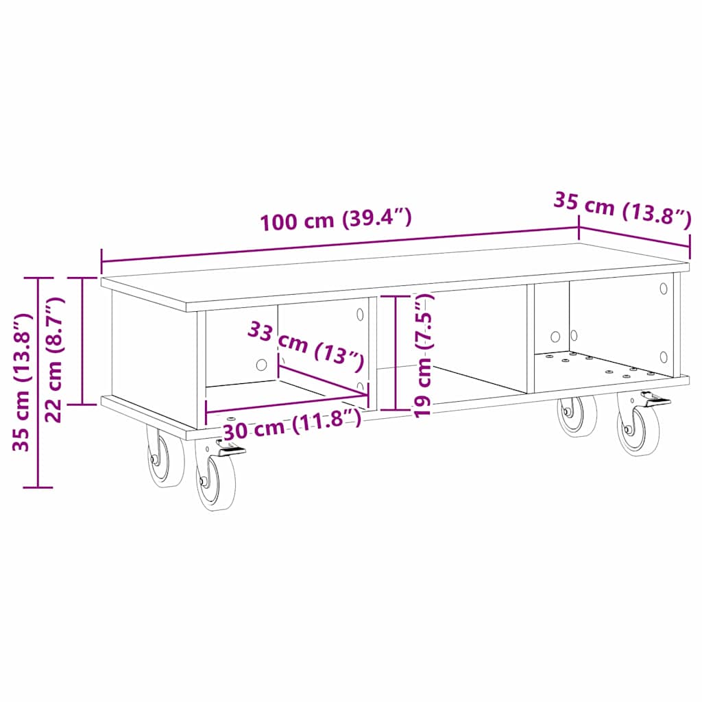 TV Stand Reclaimed Wood Look 100 x 35 x 35 cm Engineered Wood