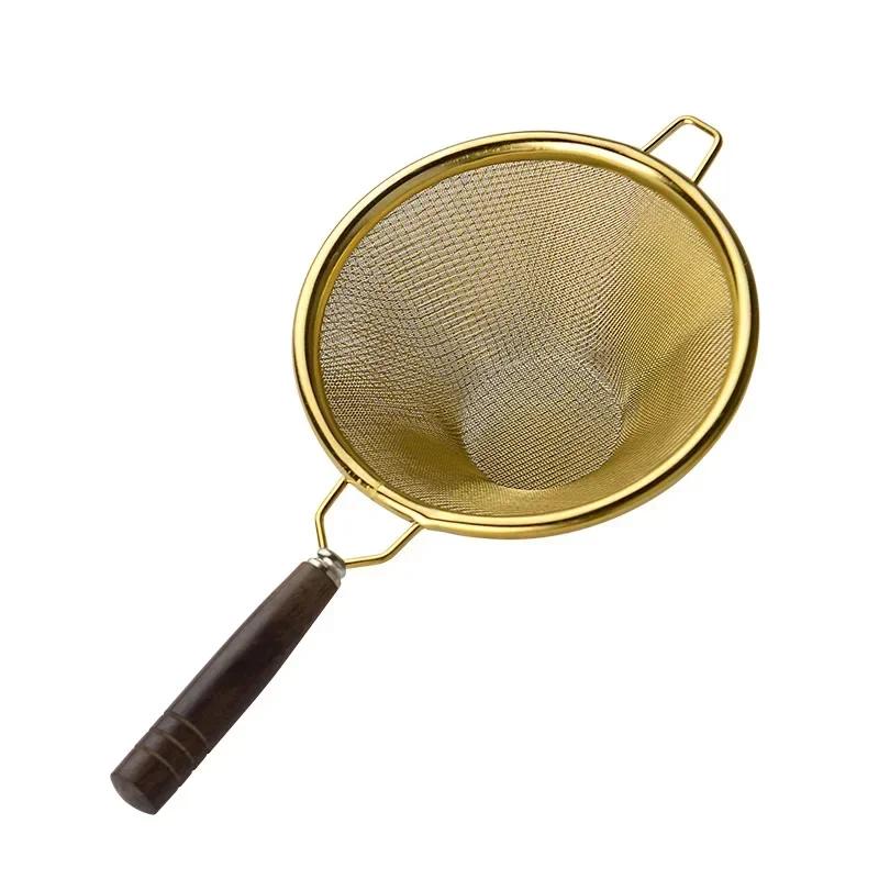 Деревянная ручка многоразовое сито для чая из нержавеющей стали мелкое сито для защиты от протечек заварочный фильтр для чайных листьев кофейные фильтры аксессуары для чайника