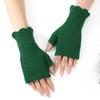 Короткие вязаные перчатки с краями из черного гриба, рукава без пальцев половинной длины для студенток, чтобы согреться во время письма осенью и зимой