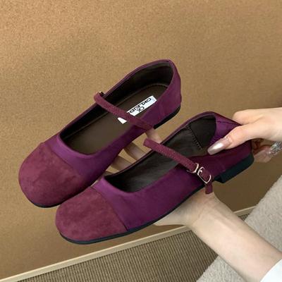 Модные милые балетки из атласа и бархата смешанных цветов, женские модные туфли Мэри Джейн с круглым носком и узкой пряжкой, удобная повседневная обувь